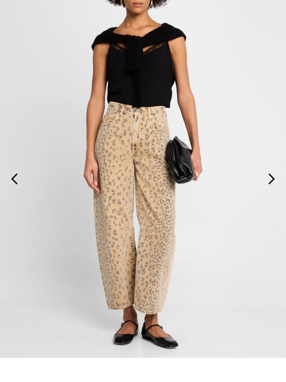 Citizens Of Humanity Beige Leopard Print Wide Leg Jeans